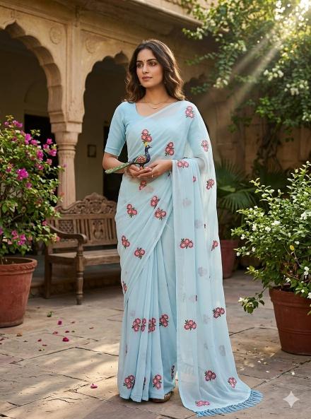 Astitva embroidery work indian saree online shopping wholesale
